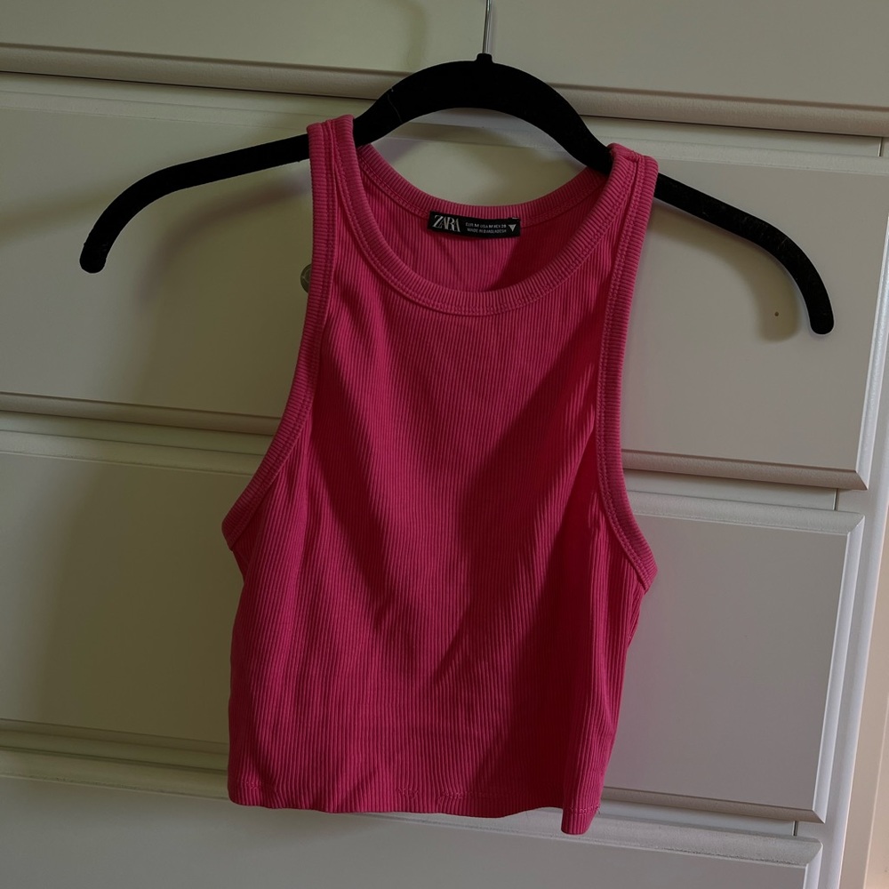Zara Hot Pink Crop Top; size M